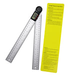 AGF-323 Digital Angle Finder Ruler Zeroing and Locking Function Precision Tool 11-Inch / 300mm Stainless Steel 2-in-1 Angle Measuring Protractor