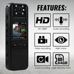Var - 412 Mini Camera Digital Video Recorder Body Cam 1080P Rotating Lens Camcorder Video Audio