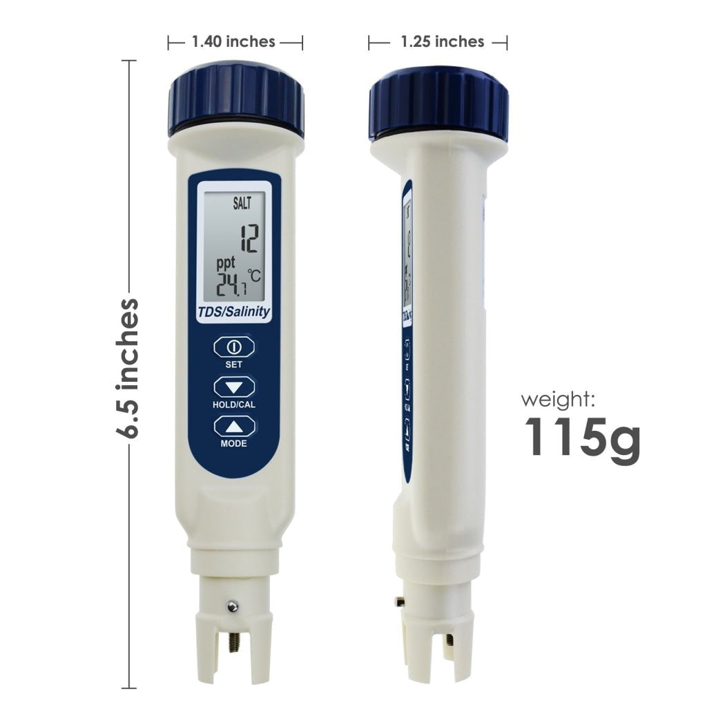 837 - 3 837 - 3 Pentype TDS / Salinity / Temperature Tester Water Quality Meter ATC Multiple Units (ppt, ppm, S.G., %, °C, °F) Digital Tool for Saltwater Monitoring & Testing IP65 Waterproof Housing - Gain Express