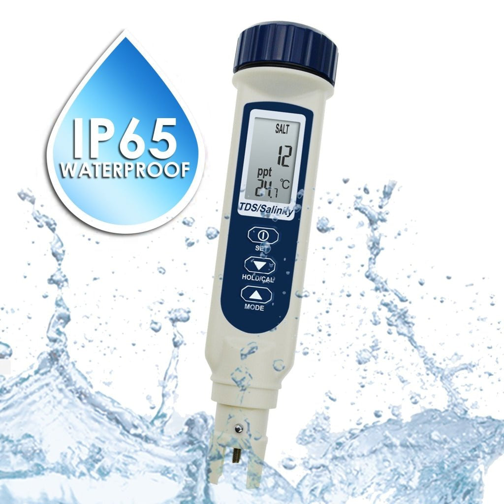 837 - 3 837 - 3 Pentype TDS / Salinity / Temperature Tester Water Quality Meter ATC Multiple Units (ppt, ppm, S.G., %, °C, °F) Digital Tool for Saltwater Monitoring & Testing IP65 Waterproof Housing - Gain Express
