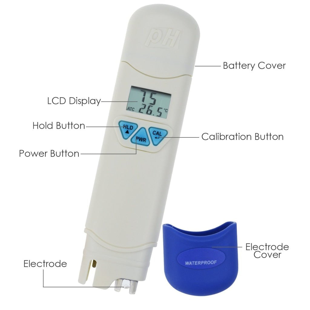 868 - 1 868 - 1 0.0 - 14.0 pH & Temperature Meter ATC Dual Display, Portable Digital Pen - Type Tester, IP67 Waterproof Dustproof, for Hydroponics Aquariums Drinking Water Quality Control Testing - Gain Express