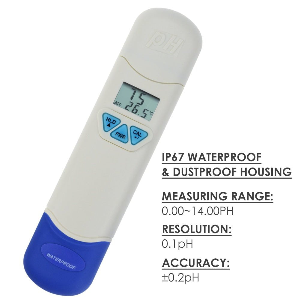 868 - 1 868 - 1 0.0 - 14.0 pH & Temperature Meter ATC Dual Display, Portable Digital Pen - Type Tester, IP67 Waterproof Dustproof, for Hydroponics Aquariums Drinking Water Quality Control Testing - Gain Express