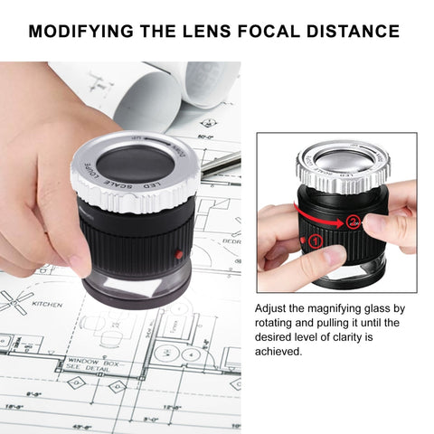  30X Illuminated Loupe Magnifier, Adjustable Focal
