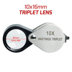 Gem-394 10X Magnification Hasting Jewelry Mini Loupe Optical Glass Triplet Lens Stainless Steel Body