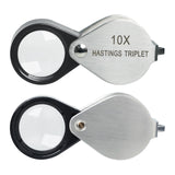 Gem-394 10X Magnification Hasting Jewelry Mini Loupe Optical Glass Triplet Lens Stainless Steel Body