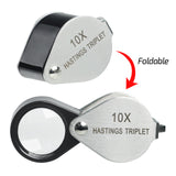 Gem-394 10X Magnification Hasting Jewelry Mini Loupe Optical Glass Triplet Lens Stainless Steel Body