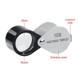 GEM-394 10x Magnification Mini Jewelry Loupe High-quality Hasting Loupe with Optical Glass Triplet Lens, Stainless Steel Body, and Foldaway Pocket Design – Ideal for Stamp & Coin Enthusiasts, Watch Repair, and Hobby Mechanics