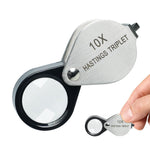 Gem-394 10X Magnification Hasting Jewelry Mini Loupe Optical Glass Triplet Lens Stainless Steel Body