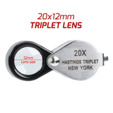 Gem-395 20X Magnification Hasting Jewelry Mini Loupe Optical Glass Triplet Lens Stainless Steel Body