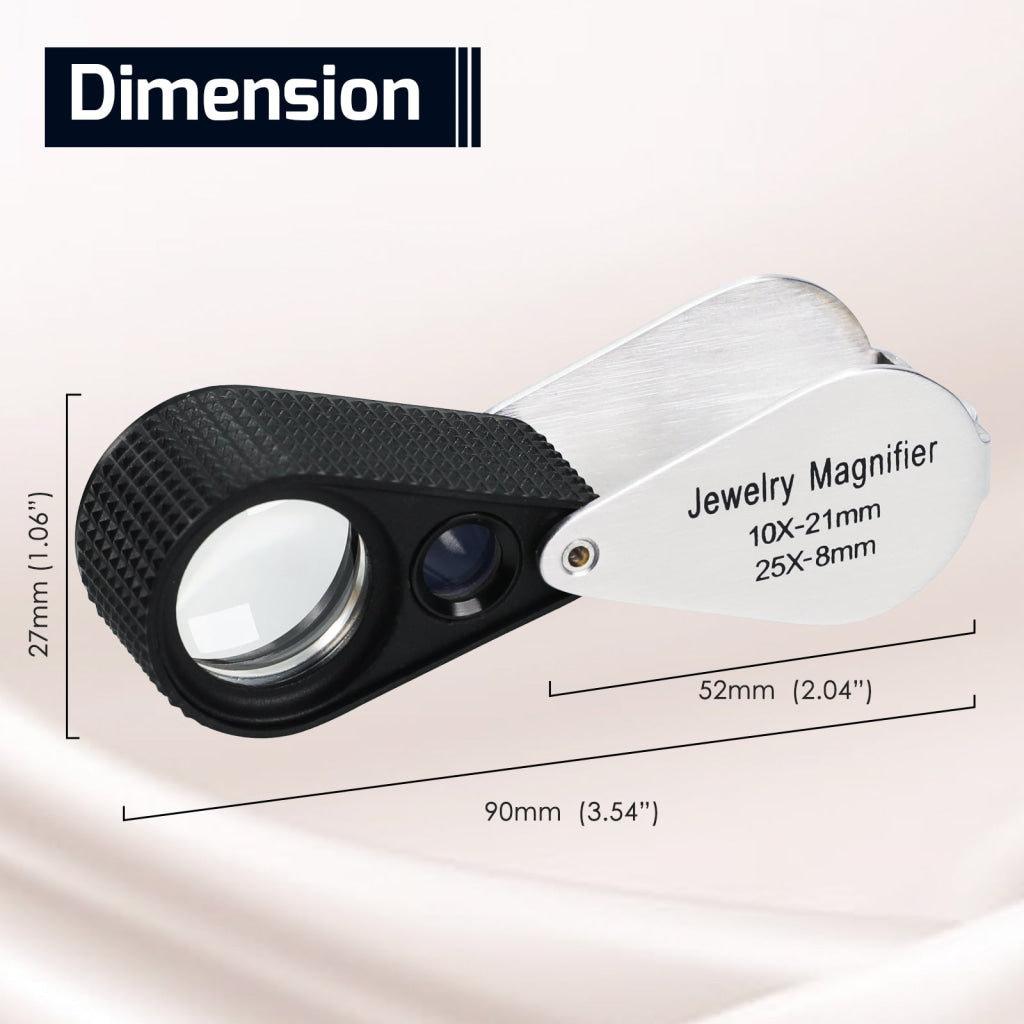 Gem-462 Dual Magnification Jewelry Loupe 10X And 25X Magnifier With 21Mm 8Mm Lens Diameter Jeweller