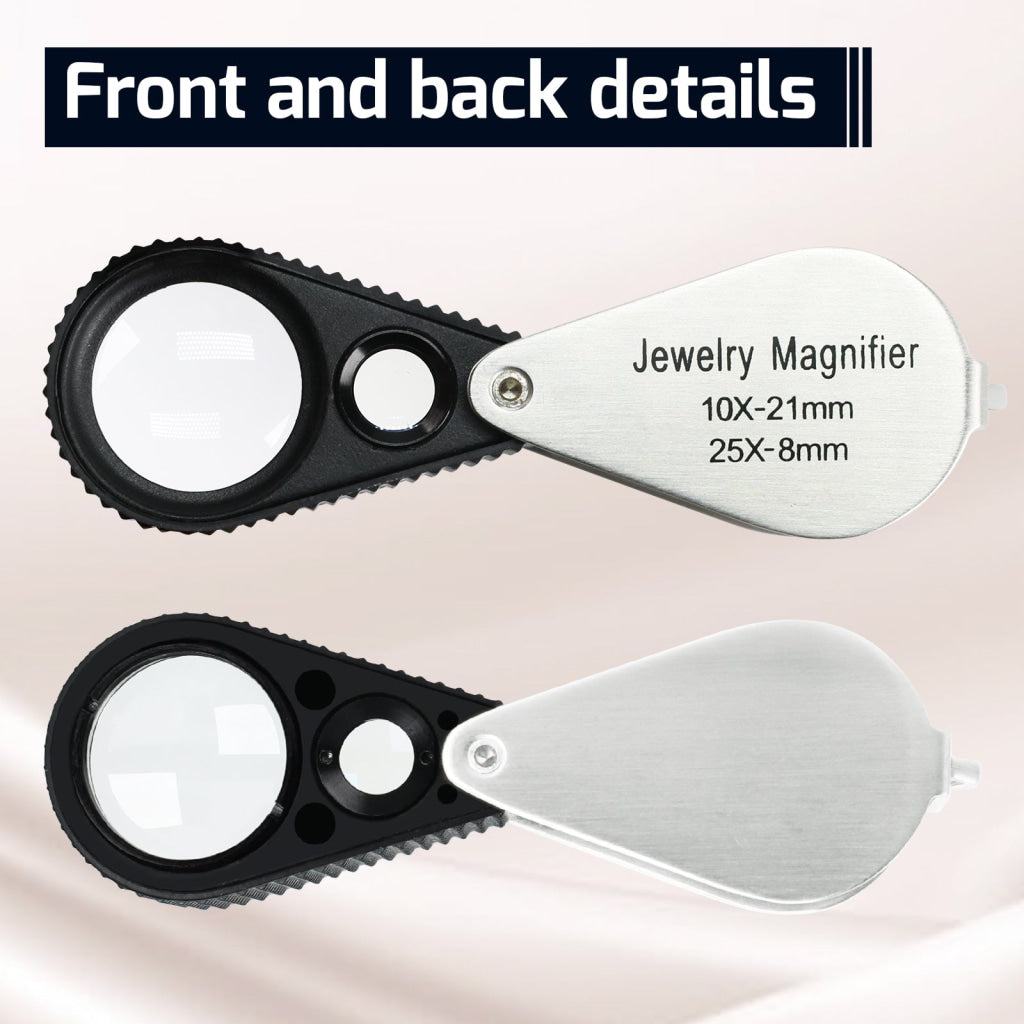 Gem-462 Dual Magnification Jewelry Loupe 10X And 25X Magnifier With 21Mm 8Mm Lens Diameter Jeweller
