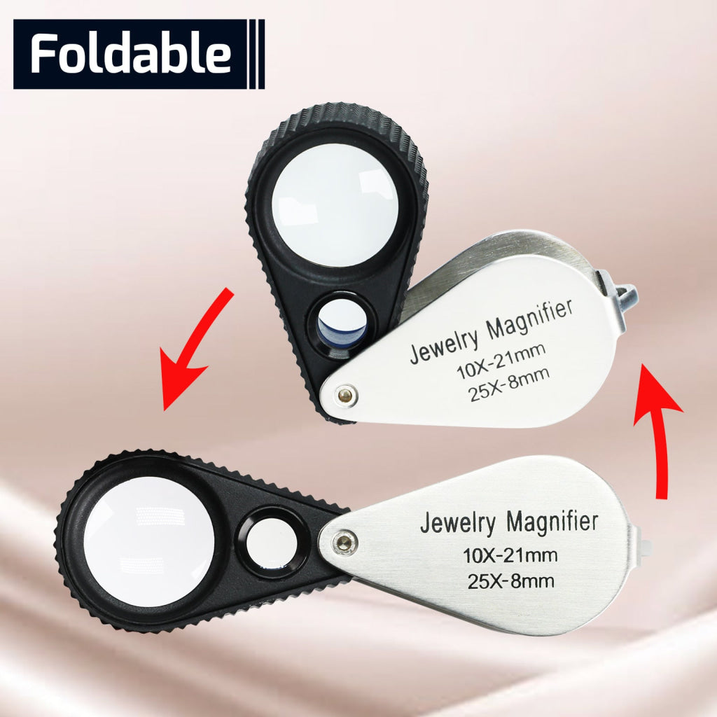 Gem-462 Dual Magnification Jewelry Loupe 10X And 25X Magnifier With 21Mm 8Mm Lens Diameter Jeweller