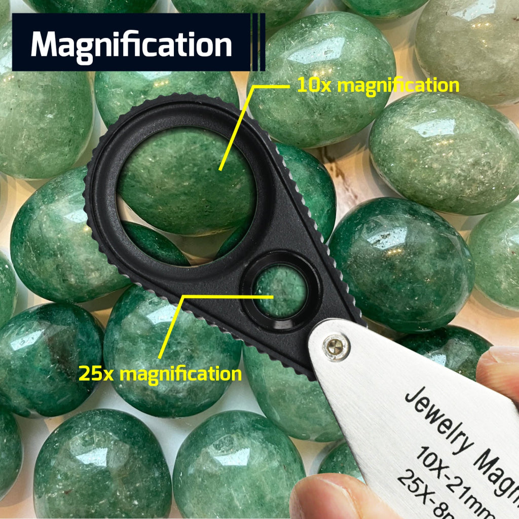 Gem-462 Dual Magnification Jewelry Loupe 10X And 25X Magnifier With 21Mm 8Mm Lens Diameter Jeweller