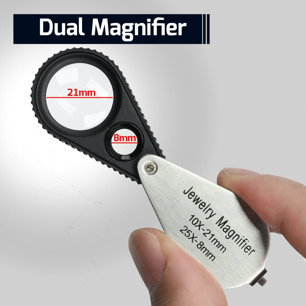 Gem-462 Dual Magnification Jewelry Loupe 10X And 25X Magnifier With 21Mm 8Mm Lens Diameter Jeweller