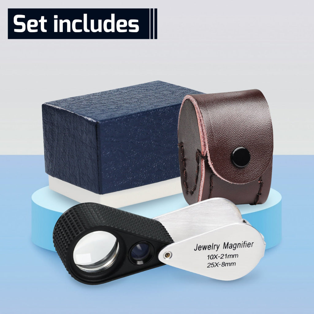 Gem-462 Dual Magnification Jewelry Loupe 10X And 25X Magnifier With 21Mm 8Mm Lens Diameter Jeweller