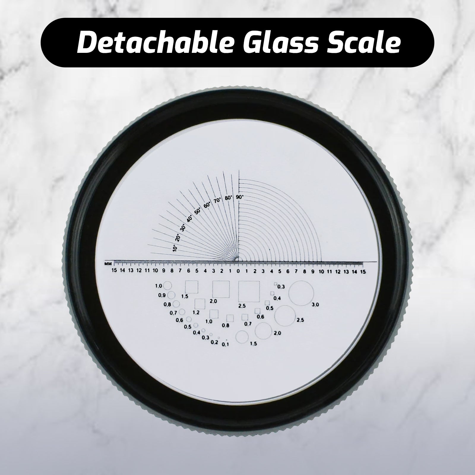 GEM-552 10X Magnification Loupe 5 White and 5 UV LEDs Rechargeable Scale Loop with Metal Body Detachable Glass Reticle for Jeweler, Watch Repair, Coins, Stamps, Gemstones