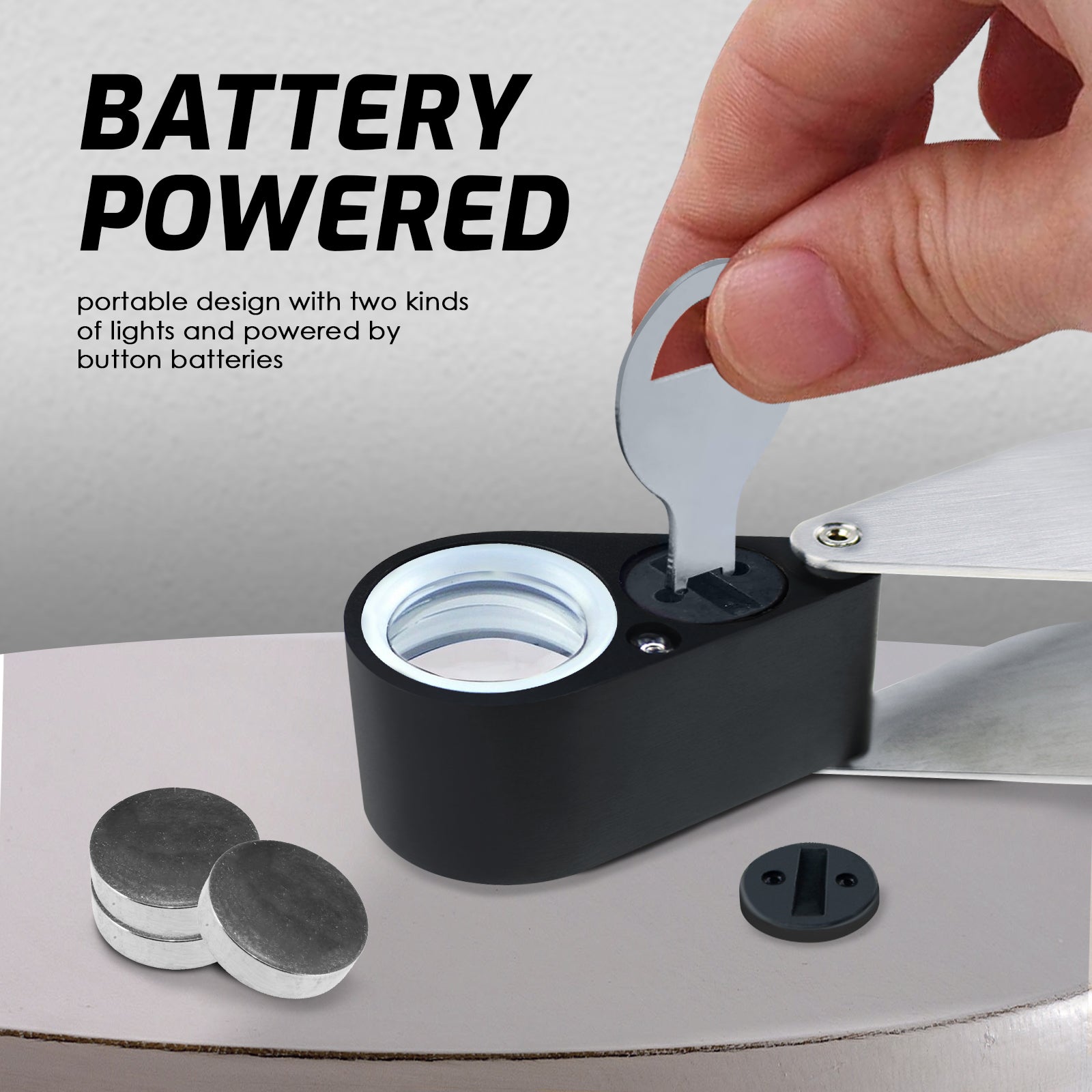 GM21 Mini Jeweler Loupe 20X Magnifier + LED & UV light 21mm lens