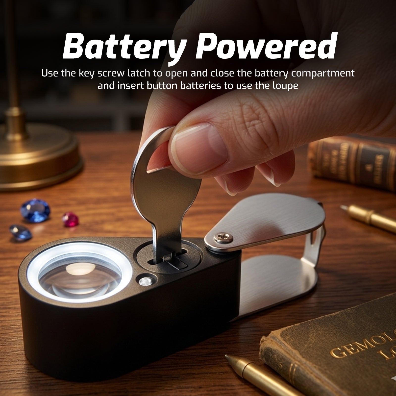 GM31 Mini 30X Jeweler Loupe Magnifier + LED & UV light 21mm lens