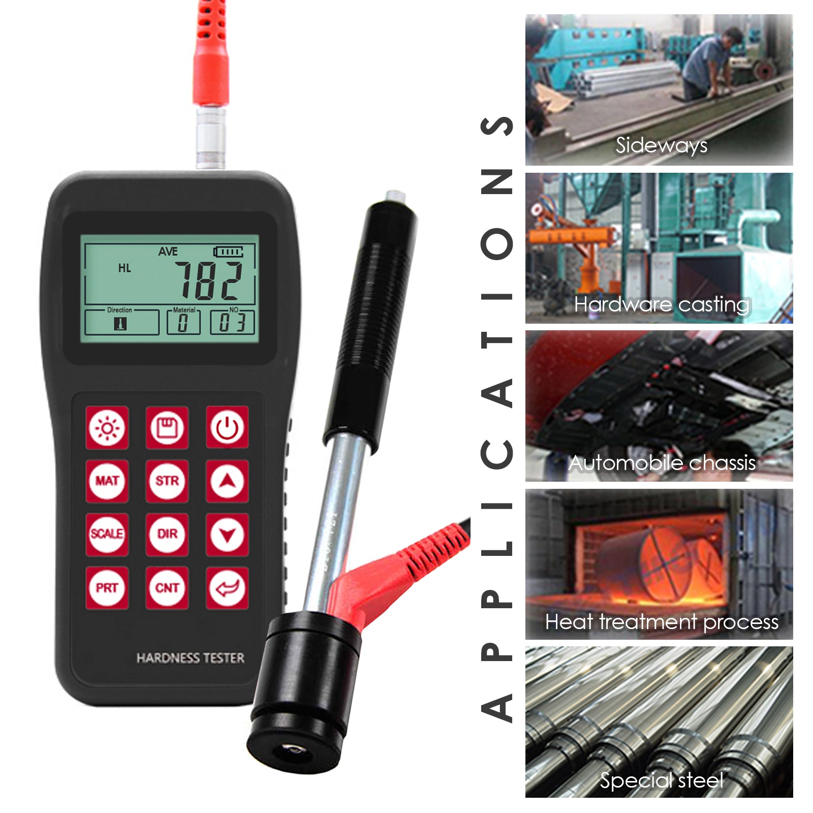 MH180 Mitech MH180 Portable Handheld  Leeb Hardness Tester Meter Gauge 170～960 HLD with 100 Group Data Memory LCD EL background light Support Micro printer