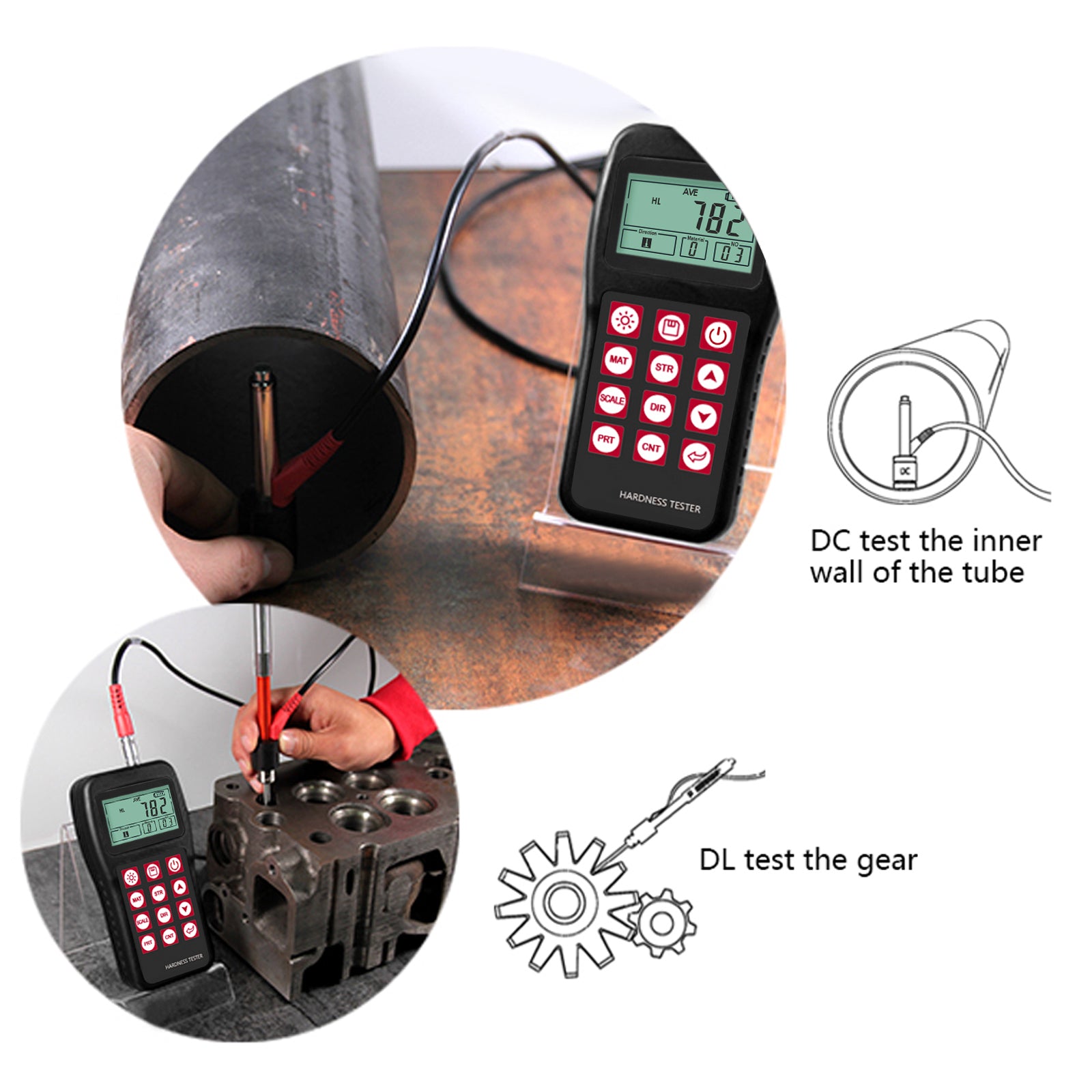 MH180 Mitech MH180 Portable Handheld  Leeb Hardness Tester Meter Gauge 170～960 HLD with 100 Group Data Memory LCD EL background light Support Micro printer