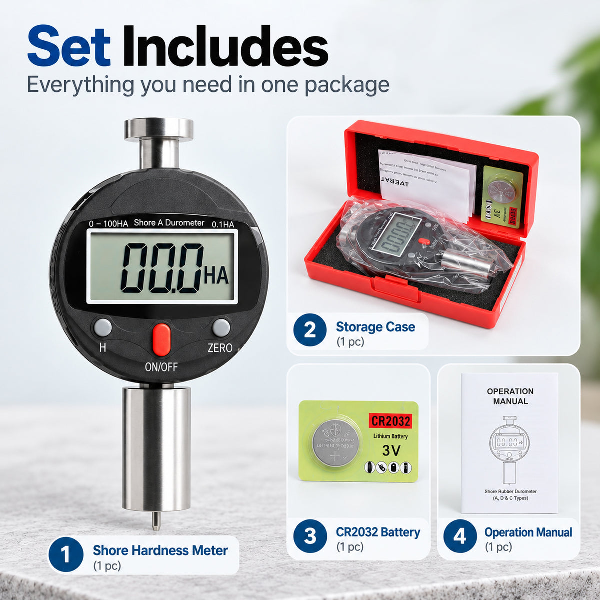 TMG-573A Shore A Durometer Digital Hardness Tester 0-100HA Portable Meter with 0.1HA Resolution, 0-2.5mm Indenter for Testing Soft Rubber, Synthetic Rubber, Polyester, Leather, Wax