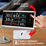 AQM-410 Portable 8-in-1 Indoor Air Quality Monitor CO2/TVOC/HCHO/AQI/PM2.5/PM10/Temp/RH with Time Clock Display in