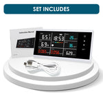 AQM-410 Portable 8-in-1 Indoor Air Quality Monitor CO2/TVOC/HCHO/AQI/PM2.5/PM10/Temp/RH with Time Clock Display in