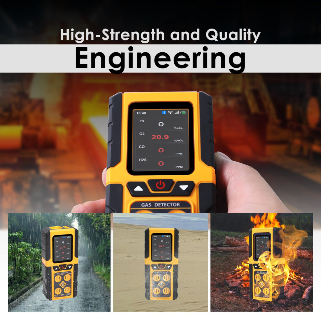 AQM-434 Gas Leak Detector 4-in-1 H2S|EX|O2|CO Tester Analyzer Instant Alerts Audible Light Vibration Alarm Natural