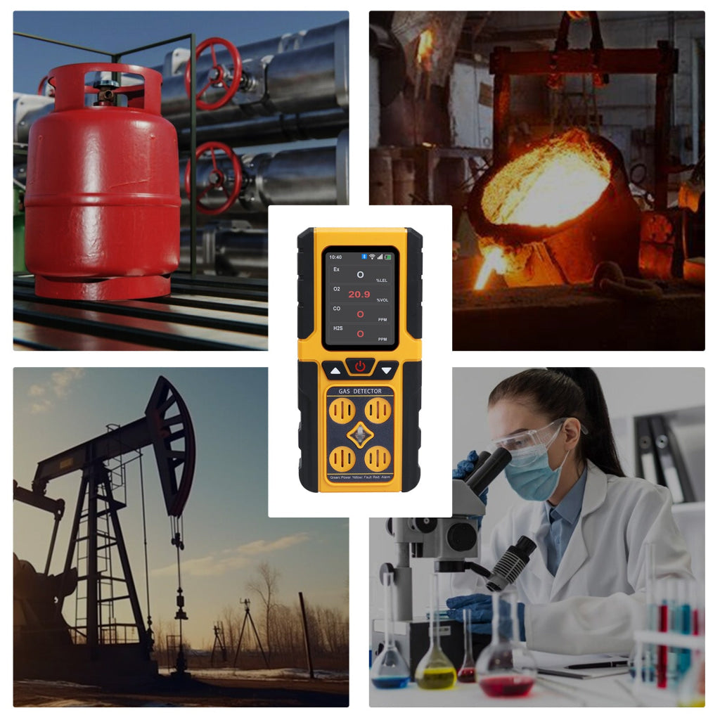 AQM-434 Gas Leak Detector 4-in-1 H2S|EX|O2|CO Tester Analyzer Instant Alerts Audible Light Vibration Alarm Natural