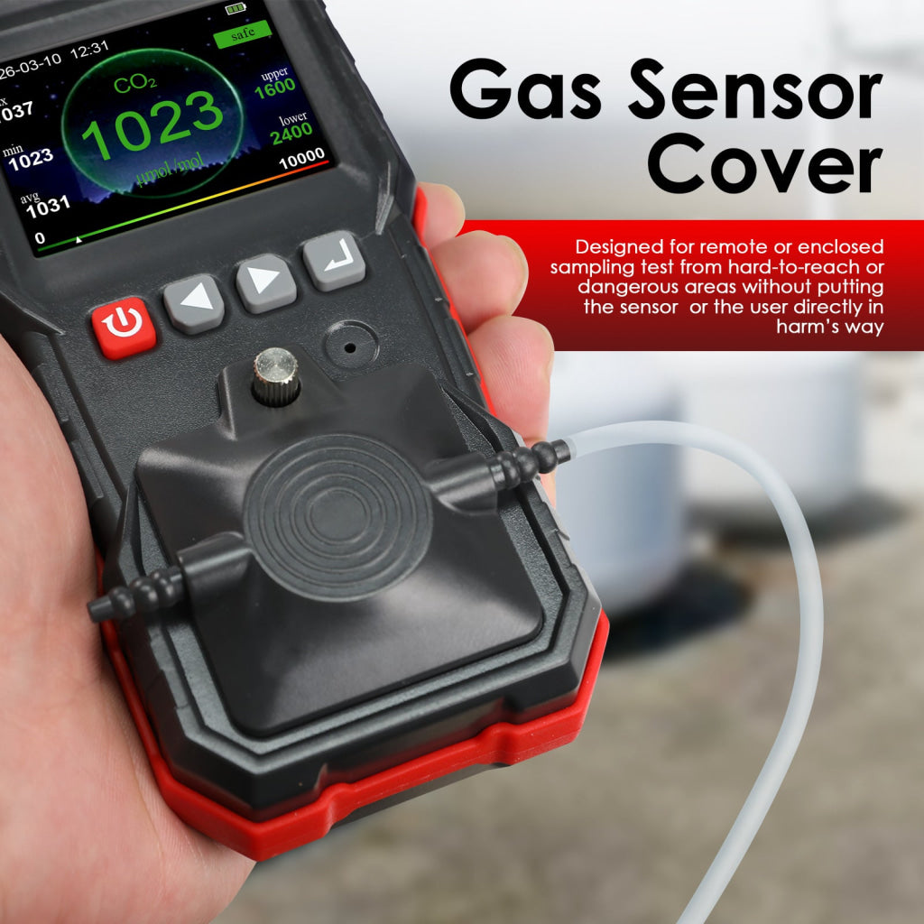 AQM-551 Portable CO2 Detector Carbon Dioxide Gas Monitor 0~10000ppm with Alarm Indicator 7605 Data Logging Capacity