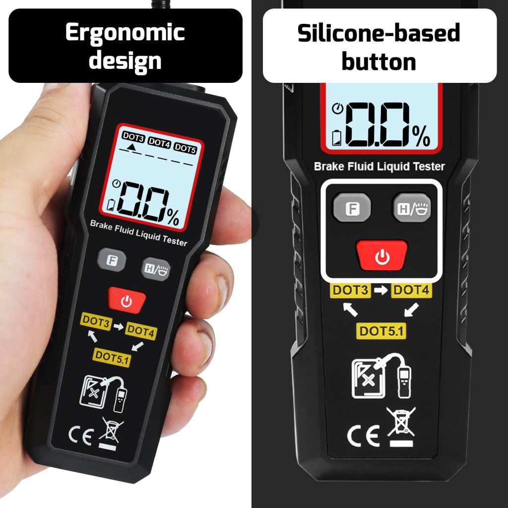 BFT-505 Brake Fluid Tester 0~4% Range Digital Brake Oil Detector for DOT3 DOT4 DOT5.1 Color Backlight & Buzzer Alarm