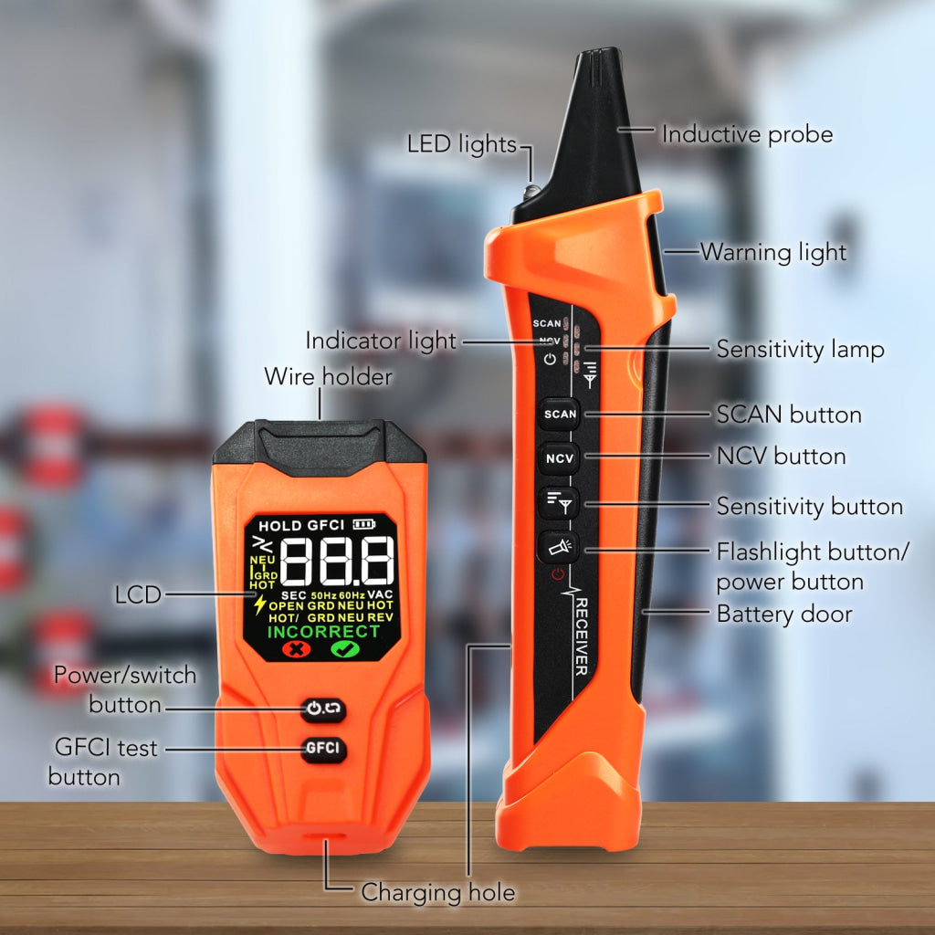 CIR-540 Digital Circuit Breaker Finder with GFCI Tester & NCV Detection Electrical Circuit Tracer High Accuracy Colored
