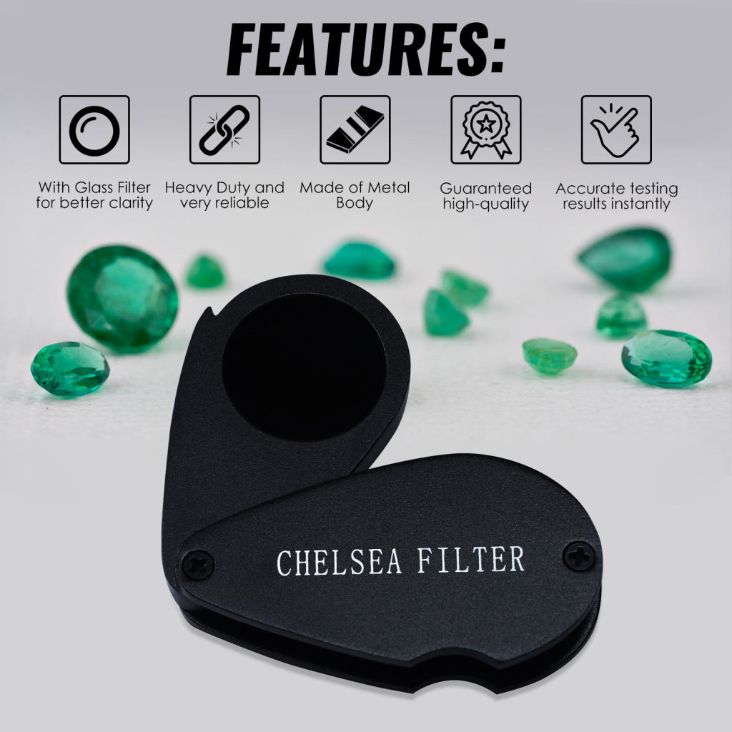 CLMG 7301 Chelsea Filter Mini Gemstone Tool 21mm Lens Diameter with Glass Filter Foldable Design Heavy Duty GEM