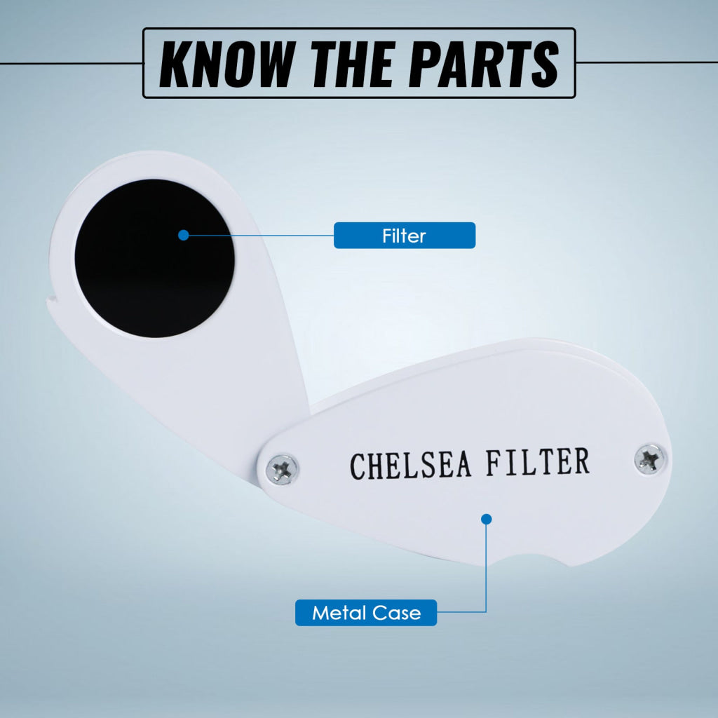 CLMG 7301 Chelsea Filter Mini Gemstone Tool 21mm Lens Diameter with Glass Filter Foldable Design Heavy Duty GEM