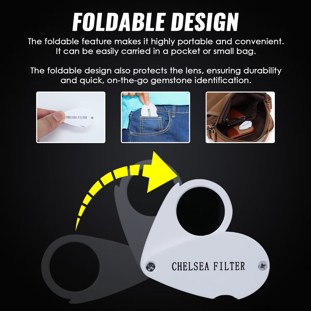 CLMG 7301 Chelsea Filter Mini Gemstone Tool 21mm Lens Diameter with Glass Filter Foldable Design Heavy Duty GEM