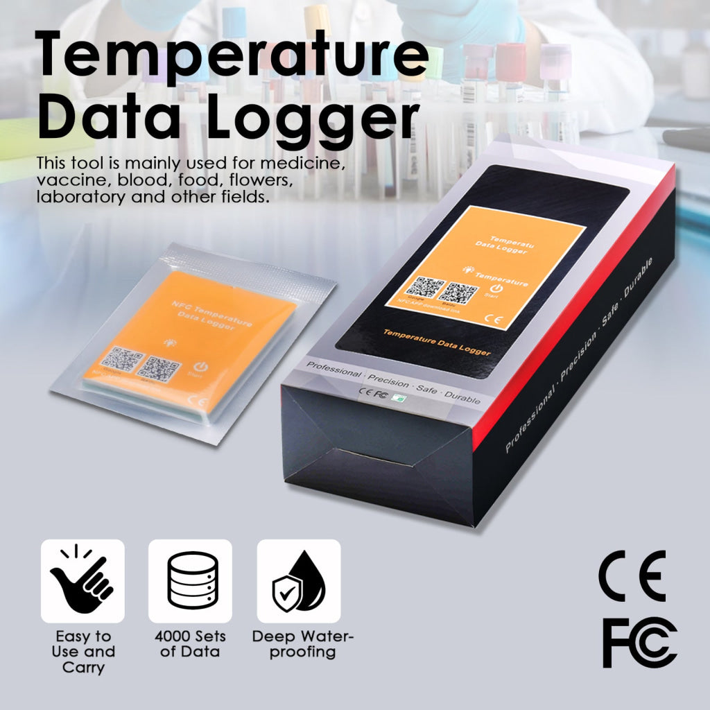 DLG-477 CE Approved IP67 Waterproof 4000 Sets Data NFC Temperature Datalogger Wireless Data Logger Temperature Recorder
