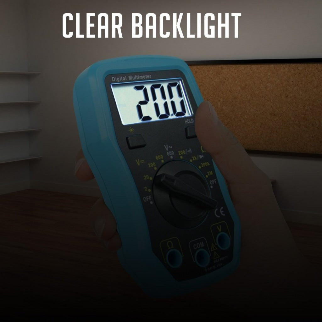 E04 - 008 E04 - 008 Digital Multimeter w/ Test Leads, Overload Protection, DC AC Voltage Resistance Diode Measure DMM Multi Meter Tester 1999 Readings, Backlight - Gain Express