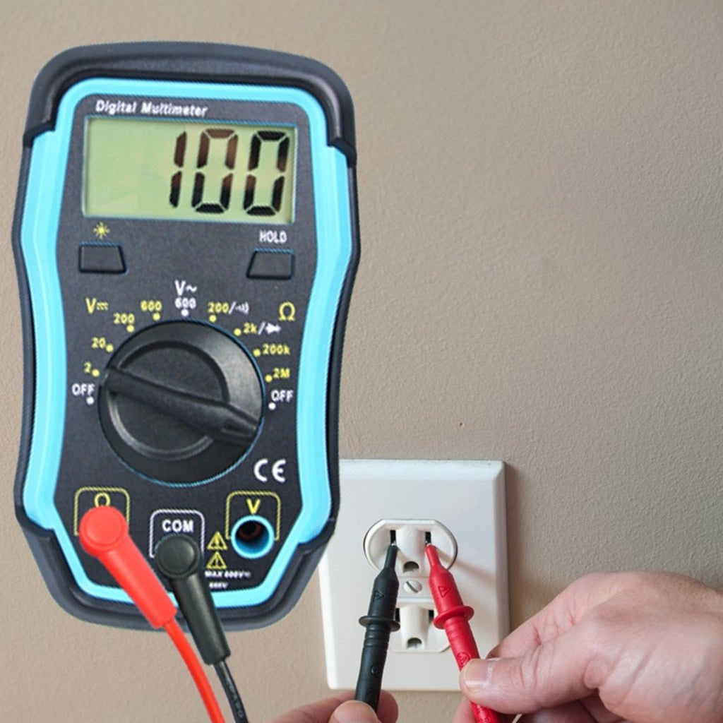 E04-008 Digital Multimeter w/ Test Leads, Overload Protection, DC AC ...