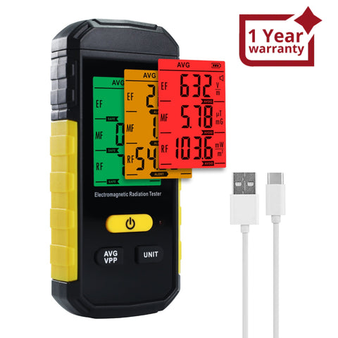 EMF-511 Professional 3-in-1 EMF RF Meter: Electric / Magnetic / RF Field Detector with Data Hold & Alarm EMF Safety