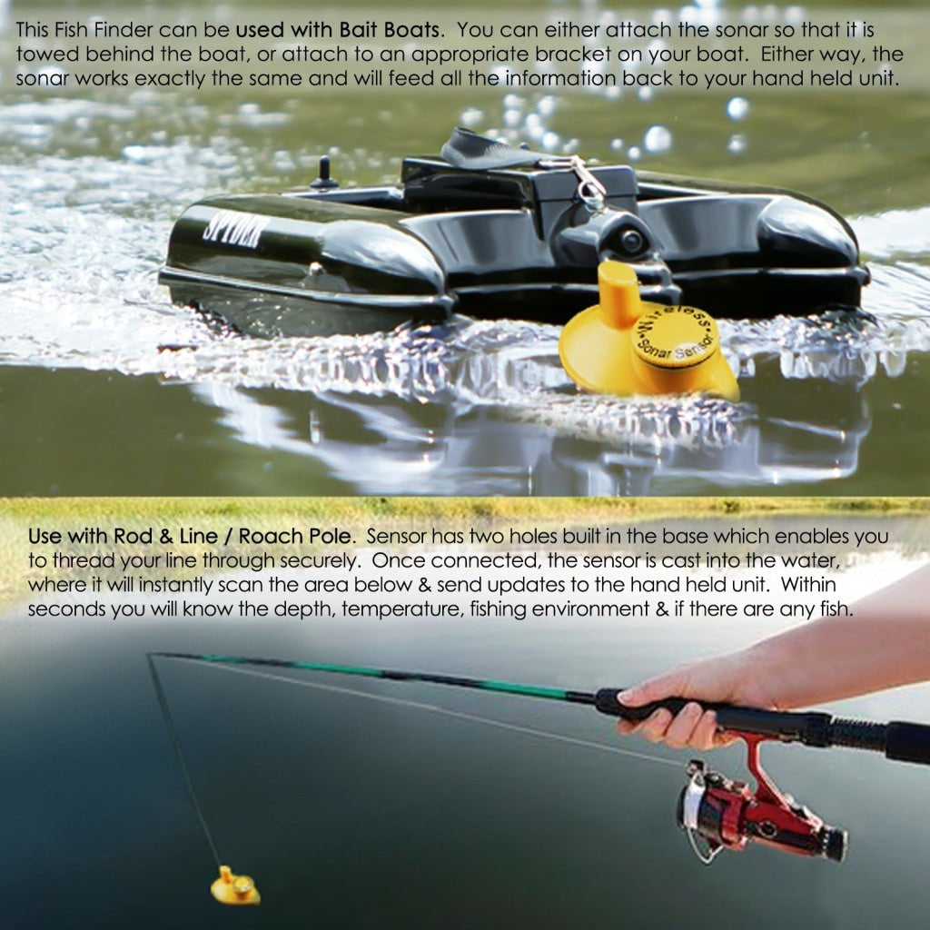 FFW-718 Lucky Portable Wireless Fish Finder Locator with 45m (135ft) Depth & 120m (400ft) Wireless Range, Display Water Temperature/ Fish Size & Location, Fishing Gear Tools for Fresh & Salt water, Ocean, FFW-718 Lucky Portable Wireless Fish Finder Locator with 45m (135ft) Depth & 120m (400ft) Wireless Range, Display Water Temperature/ Fish Size & Location, Fishing Gear Tools for Fresh & Salt water, Ocean,