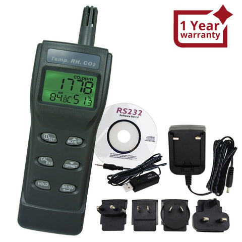 77535_CD_ADAPTOR 77535_CD_ADAPTOR High Accuracy CO2, RH & Temp Real - Time Monitor Kit Set w/PC Software Recording Analyzer, Portable Indoor Air Quality Carbon Dioxide Meter Sensor, Temperature/Dew Point/Wet Bulb/Humidity - Gain Express
