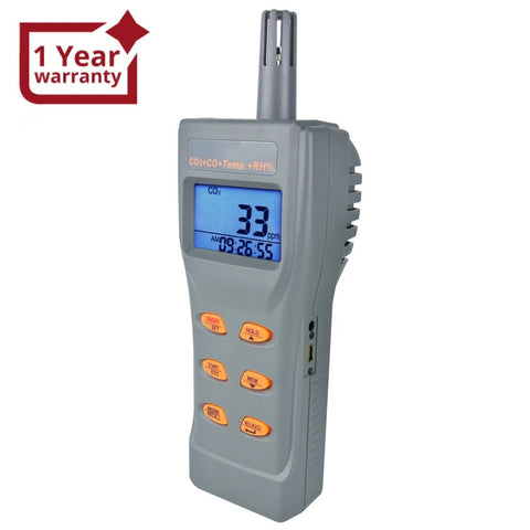 77597 6 in 1 Combo Multi - function CO2 & CO & Temperature, Humidity RH %, DP, WB, USB Data Logger with Software, Meter IAQ Tester - Gain Express