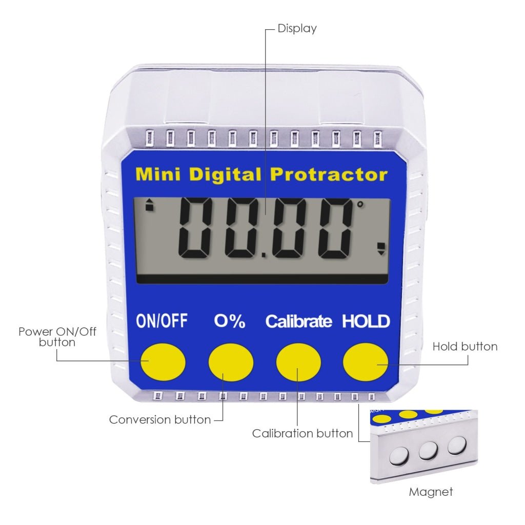810 - 100 Digital Bevel Box Inclinometer with Magnets & Always Upright Display Protractor Large LCD - Gain Express