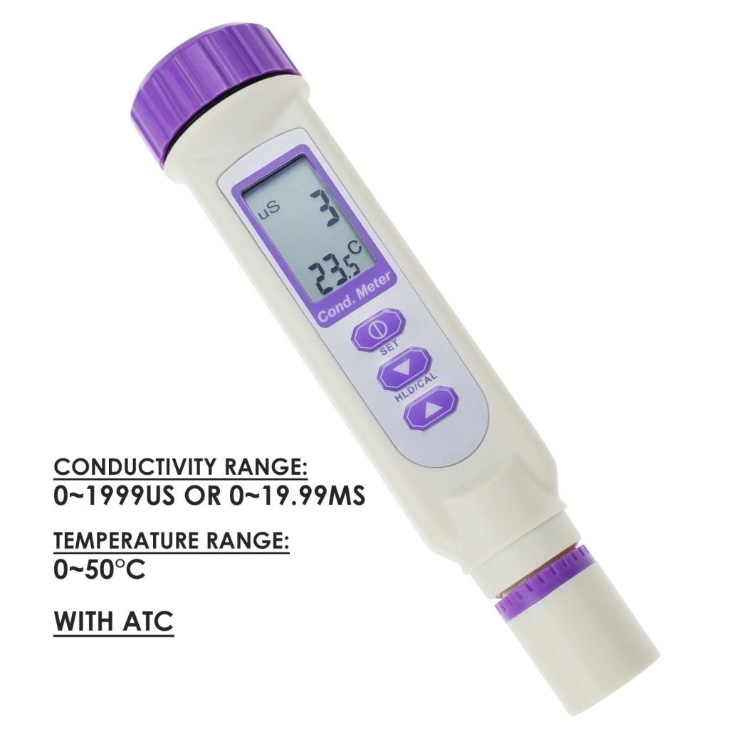 835 - 1 Digital Waterproof EC Conductivity Temperature Meter Tester Pen - type, Dual Display Water Quality, Thermometer, IP65 - Gain Express
