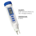 837 - 1 Salinity & Temp Meter, Pen Type Salt Water Quality Tester ATC NaCl 0~70 ppt, Handheld Measurement Monitor Tester, for Saltwater, Hydroponics, Pool, Aquarium, Fish Pond, Spa, Monitoring & Testing - Gain Express