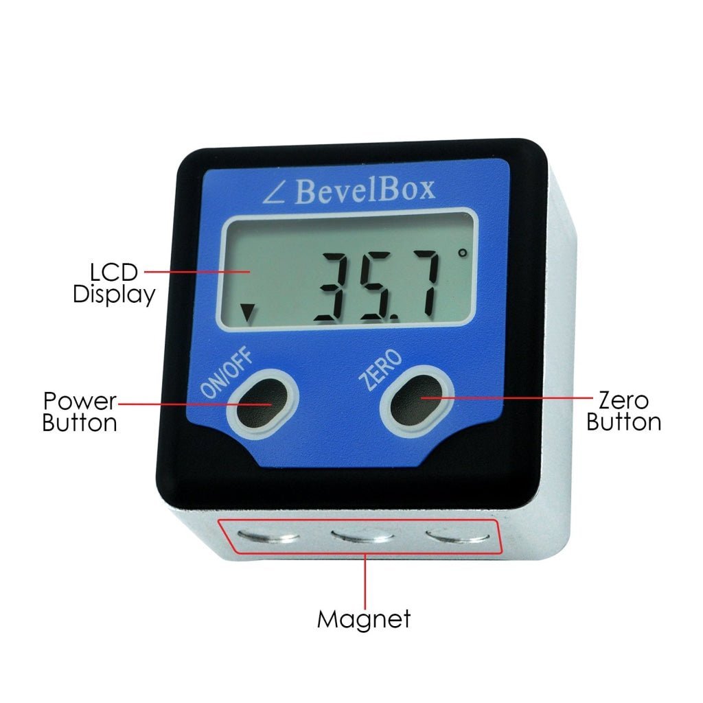 AG - 0200BB Digital 360° (±180°) Bevel Box / Inclinometer with Magnets Protractor Angle Finder 0.1° Accuracy IP54 Rate - Gain Express