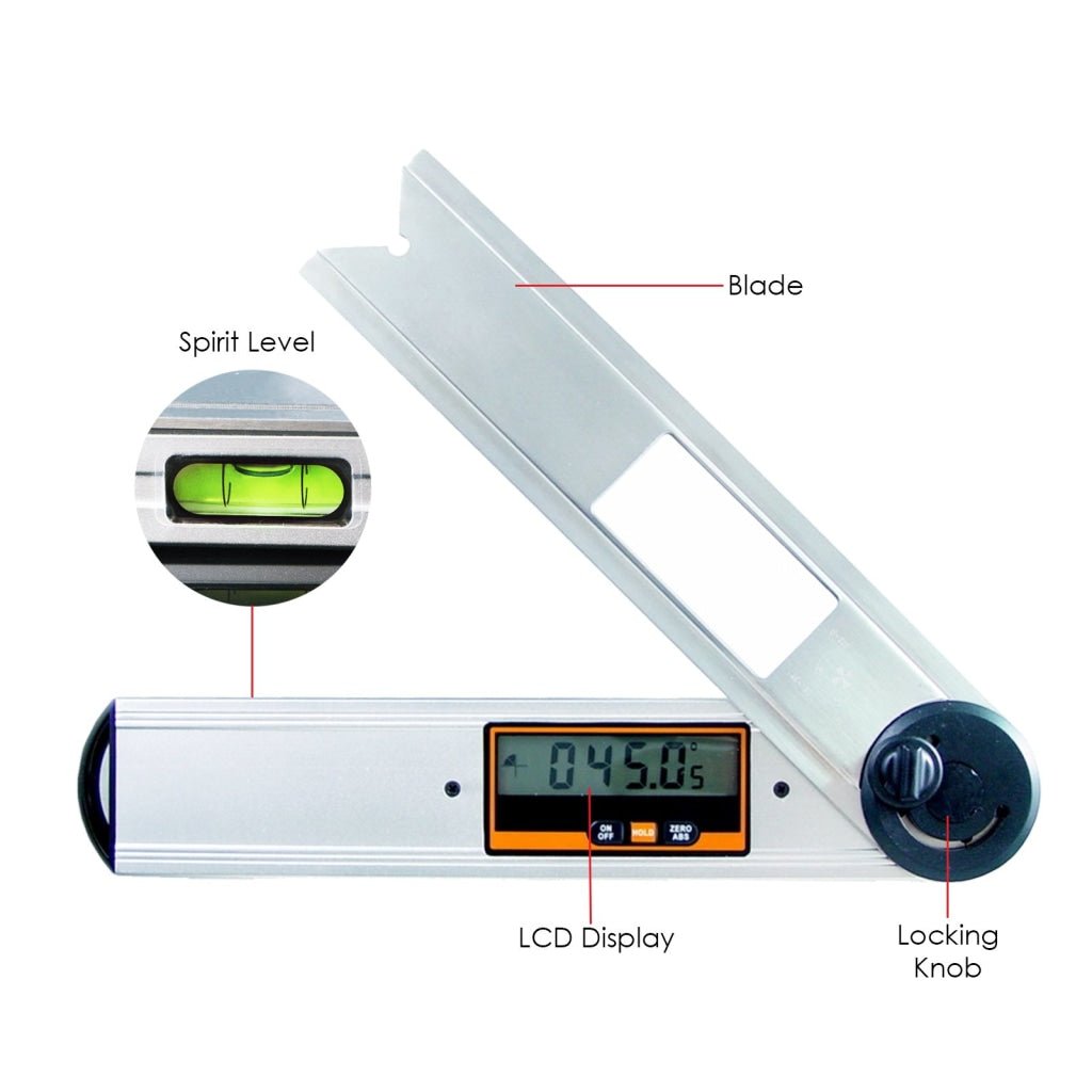 AG 82302 Digital Angle Finder Protractor Tool with Spirit Level 0 360 Measuring Range 0.1 Accuracy Gain Express