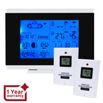 AOK - 5018B_2S AOK - 5018B_2S Weather Station with 2 Wireless Sensors, with Time, Barometer Weather Forecast, Temperature, Humidity, Sunrise/ Sunset/ Moonrise/ Moonset, Date, Alarm & Snooze, Radio Controlled Clock RCC DST, 12/ 24 - hour format, Indoor & Outdoor - Gain Express