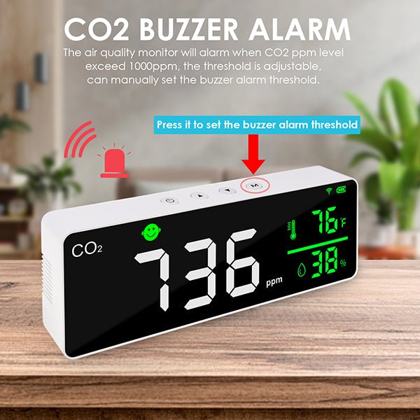 grow tent co2 monitor AQM-353 Smart WiFi CO2 Detector Indoor Air Quality Monitor Carbon Dioxide, Temperature, and Humidity Meter with NDIR Sensor and Air Convection Design for Grow Tent, Bedroom, Wine Cellars