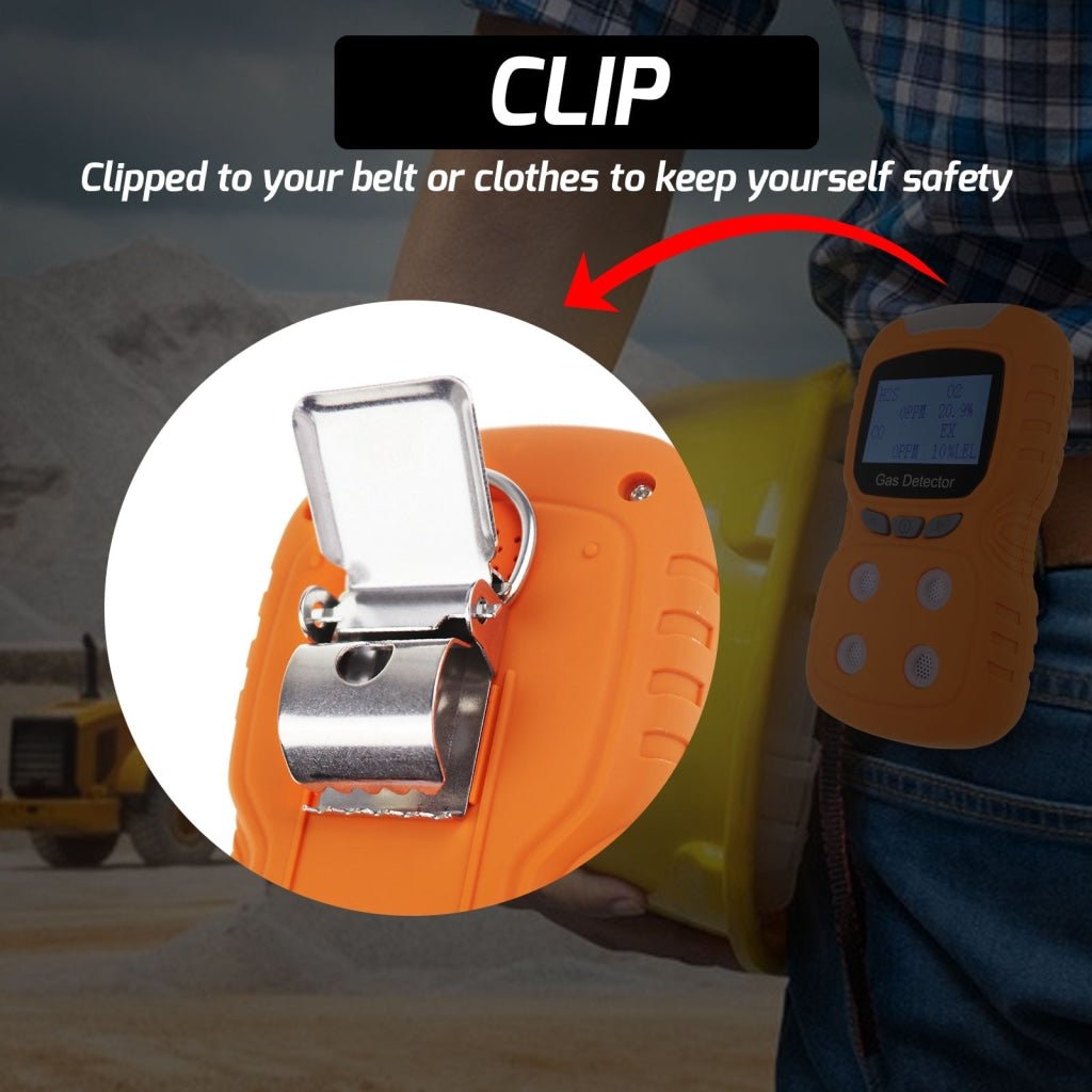 AQM - 384 AQM - 384 Portable Gas Detector CO H₂S O₂ EX (LEL) 4 Gas Detection Gas Rechargeable Clip Sniffer with Audible Visual Vibration Alert and Voice Prompt - Gain Express